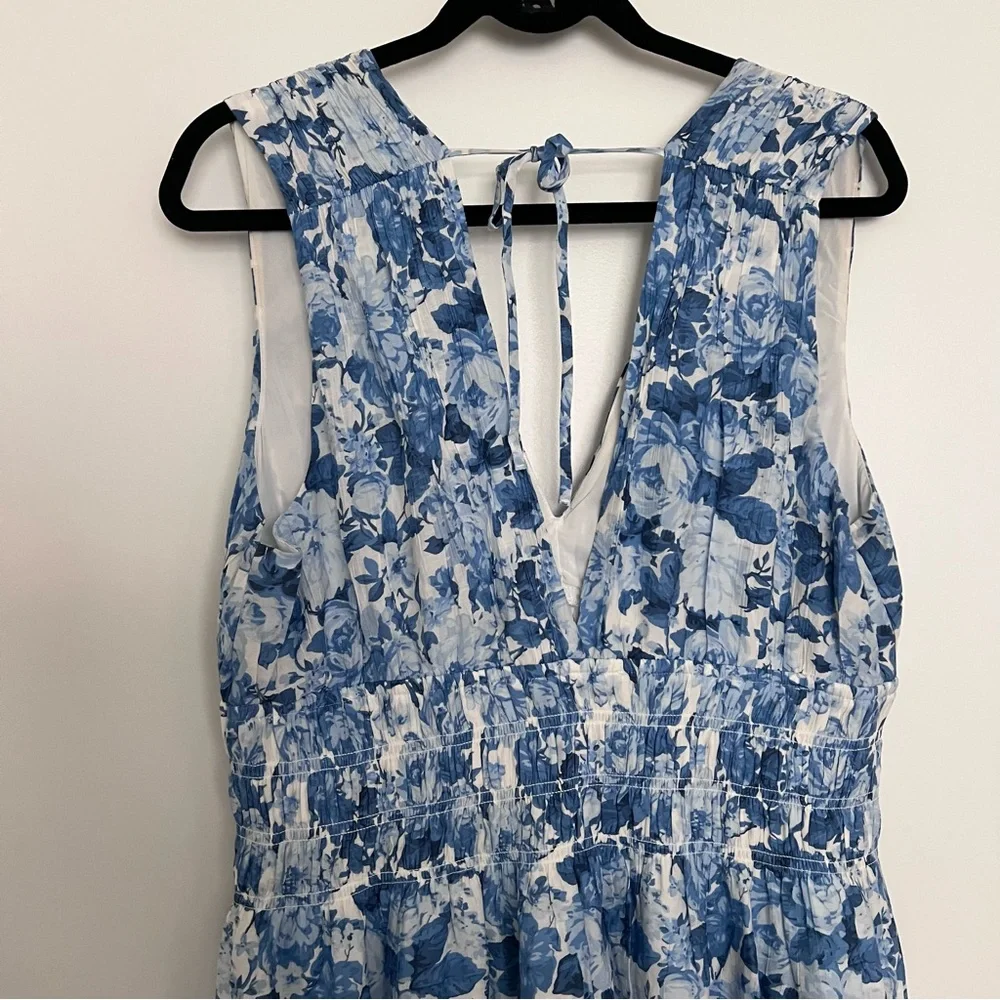 Abercrombie Crinkle Textured Smocked Waist Maxi Dress Size XL Tall